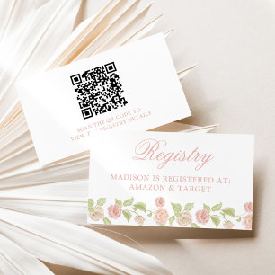 Elegant Pink Floral Baby Shower Registry Enclosure Card