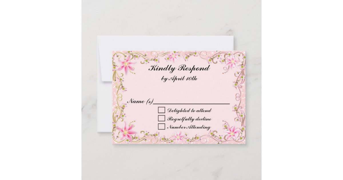 Elegant Pink Floral Baby Shower RSVP card | Zazzle