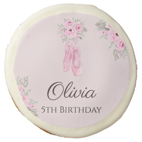 Elegant Pink Floral Ballerina Shoes Girls Birthday Sugar Cookie