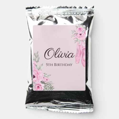 Elegant Pink Floral Ballerina Shoes Girls Coffee Drink Mix