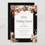 Elegant Pink Floral Black 90th Birthday Brunch Invitation<br><div class="desc">Elegant Pink Floral Black 90th Birthday Brunch Invitation
This elegant 90th birthday party invitation is perfect for your special event! This design features beautiful pink watercolor flowers. The custom typography is trendy and elegant!</div>