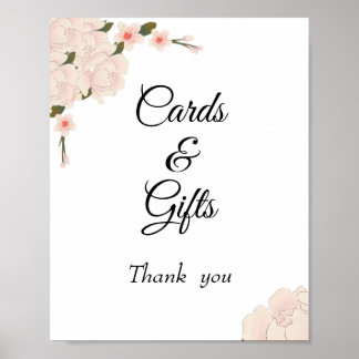 Elegant Pink Floral Blossom Wedding Card Gift Sign