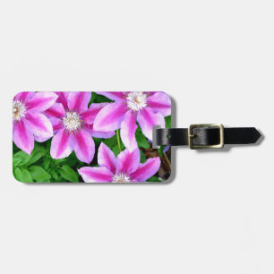 Elegant pink floral boho greenery luggage tag