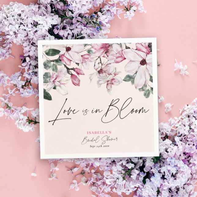 Elegant Pink Floral Botanical Bridal Shower Napkins (Creator Uploaded)