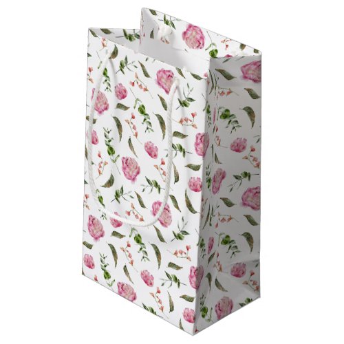 Elegant Pink Floral Botanical Pattern  Small Gift Bag