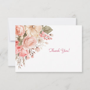 Elegant Pink Floral Bouquet Flat Note Card