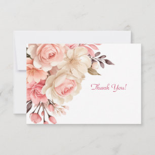 Elegant Pink Floral Bouquet Flat Note Card