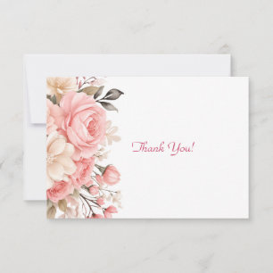 Elegant Pink Floral Bouquet Flat Note Card