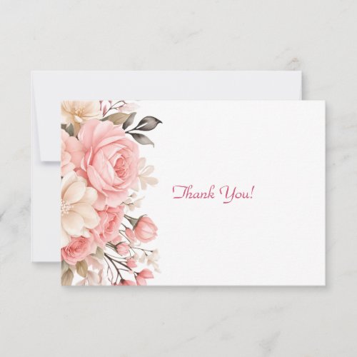 Elegant Pink Floral Bouquet Flat  Note Card