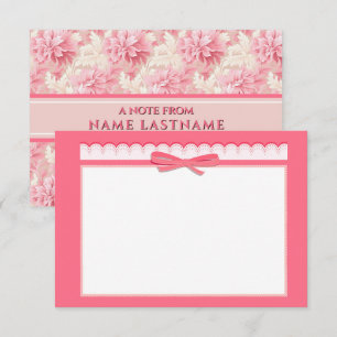 Elegant Pink Floral & Bow I Girly Gift for Her Note Card