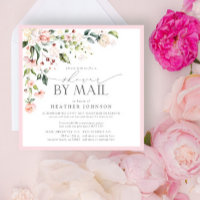 Elegant Pink Floral Bridal Script Shower By Mail