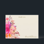 Elegant Pink Floral Bridal Shower Custom Thank You Card<br><div class="desc">Elegant Hot Pink Floral Bridal Shower Custom Thank You</div>