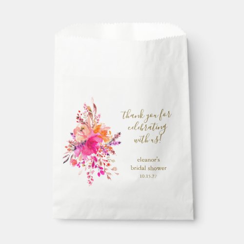 Elegant Pink Floral Bridal Shower Custom Thank You Favor Bag