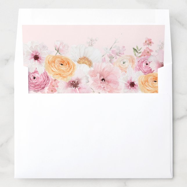 Elegant Pink Floral Bridal Shower  Envelope Liner (In Envelope)