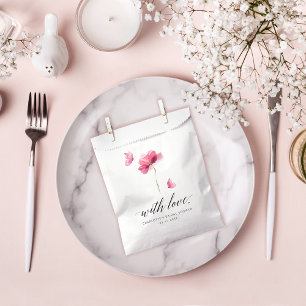 Elegant Pink Floral Bridal Shower Favor Bag