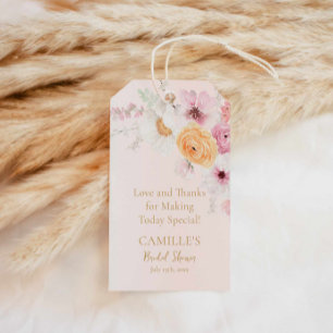 Elegant Pink Floral Bridal Shower Gift Tags