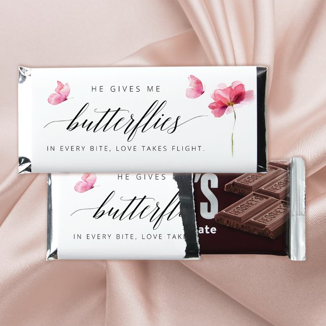 Elegant Pink Floral Bridal Shower  Hershey Bar Favors (Creator Uploaded)