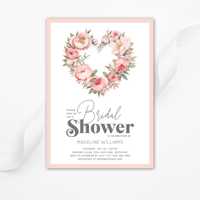 Elegant Pink Floral Bridal Shower Invitation (Creator Uploaded)