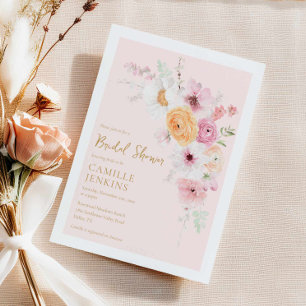 Elegant Pink Floral Bridal Shower Invitation