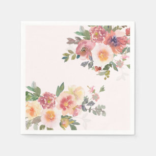Elegant Pink Floral Bridal Shower Napkins