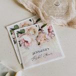 Elegant Pink Floral Bridal Shower Paper Napkin<br><div class="desc">Pink Floral Bridal Shower Paper Napkins. Designed in an Elegant Soft Blush Pink and White Peony and Roses. Matching items in our store Cava Party Designs.</div>