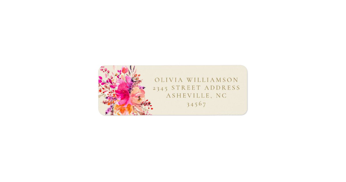 Elegant Pink Floral Bridal Shower Return Address Label | Zazzle