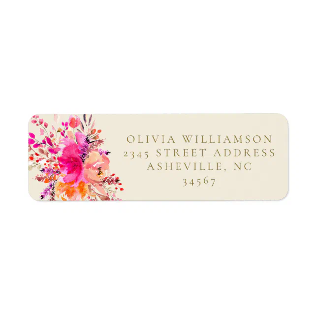 Elegant Pink Floral Bridal Shower Return Address Label | Zazzle