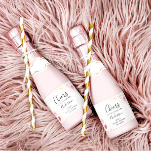 Elegant Pink Floral Bridal Shower Sparkling Wine Label