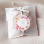 Elegant Pink Floral Bridal Shower Thank you Classic Round Sticker<br><div class="desc">This beautiful Pink Floral Thank You sticker is adorned with vibrant pink florals that will add a splash of elegance to your party favors or envelope seal. Most lettering is editable - click the "Customize Further" button to edit. Matching items in our store Cava Party Design.</div>