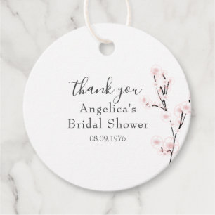 Elegant Pink Floral Bridal Shower Thank You Favor Favor Tags