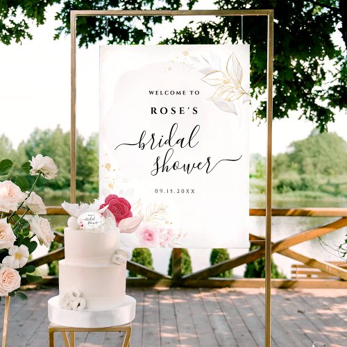 Elegant Pink Floral Bridal Shower Welcome Sign