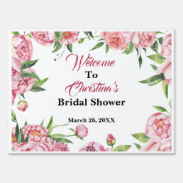 Elegant Pink Floral Bridal Shower Yard Sign