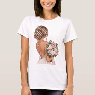 Elegant Pink Floral Bride – Wedding T-Shirt