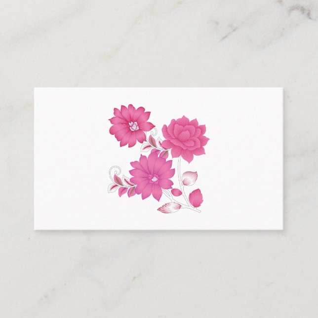 Elegant Pink Floral Business Card (Front)