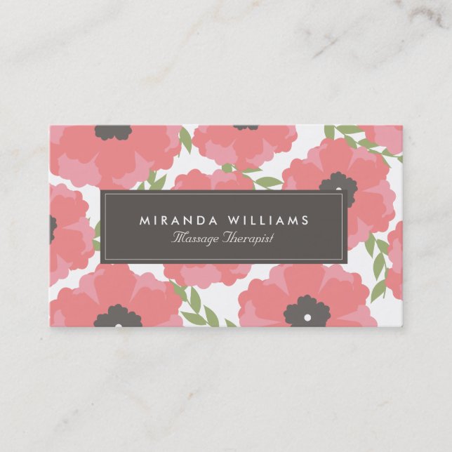 Elegant Pink Floral Business Cards (Front)
