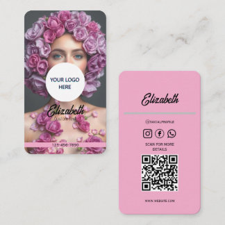 Elegant Pink Floral Business Cards – Custom Logo