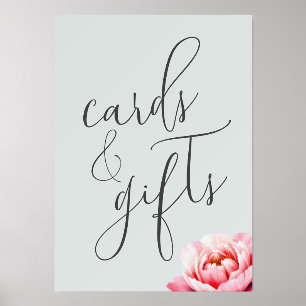 Elegant Pink Floral Cards and Gifts Sign Holder