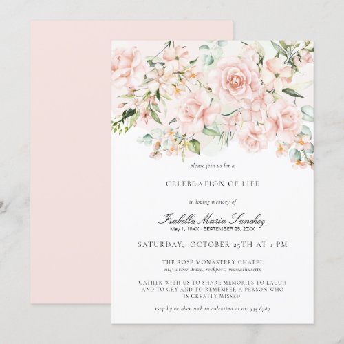 Elegant Pink Floral Celebration of Life Funeral