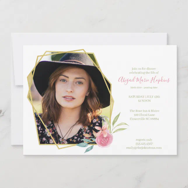 Elegant Pink Floral Celebration of Life Funeral Thank You Card | Zazzle