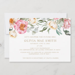Elegant Pink Floral Champagne Bridal Shower Invitation