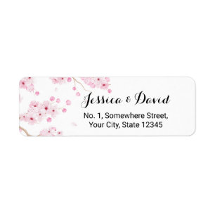 Elegant Pink Floral Cherry Blossom  Label