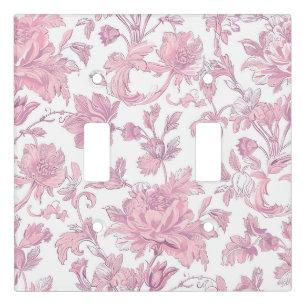 Elegant Pink Floral Chinoiserie Light Switch Cover