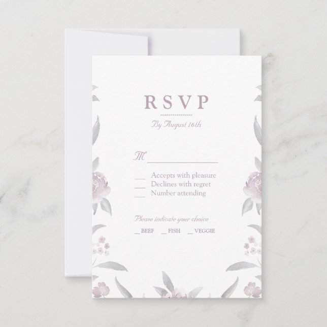 Elegant pink floral Chinoiserie Wedding RSVP (Front)