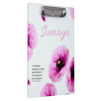 Elegant Pink Floral Clipboard Customizable