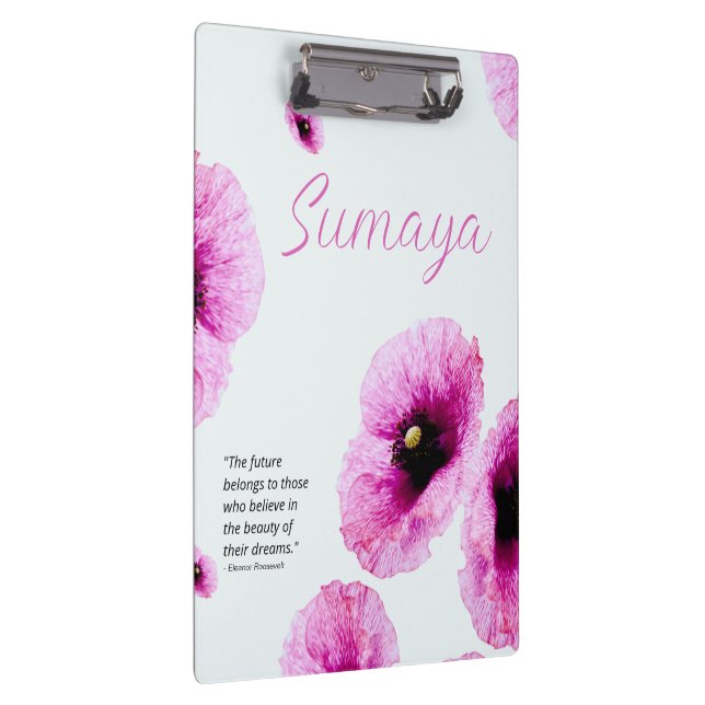 Elegant Pink Floral Clipboard Customizable (Right)
