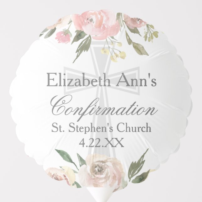 Elegant Pink Floral Confirmation Custom Party Balloon (Front)