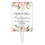 Elegant Pink Floral Confirmation Party Custom Cake Topper