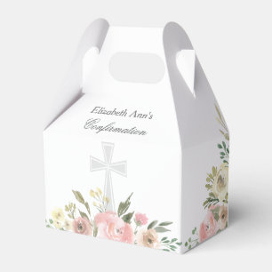 Elegant Pink Floral Confirmation Party Custom Favor Boxes