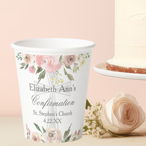 Elegant Pink Floral Confirmation Party Custom
