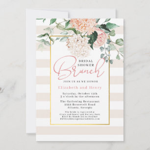 Elegant Pink Floral Couples Bridal Shower Brunch Invitation